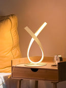 White Spiral LED Table Lamp, Stepless Dimmable Bedside Lamp with Touch Control