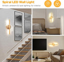 Modern LED Wall Sconce, 12-Inch Spiral Lamp with 3 Color Temperatures, Gold
