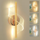 Modern LED Wall Sconce, 12-Inch Spiral Lamp with 3 Color Temperatures, Gold